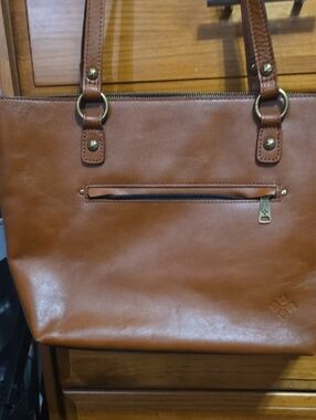 Patricia Nash Cognac Leather Zip-Front Tote
